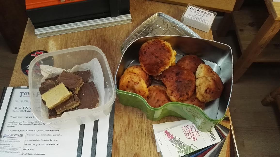 TotalProfiles's tweet photo. Week 6 of the @TotalProfiles Bake off brings Cheese Straws, Cheese and Onion rolls and Millionaire Shortcake. #yummy #GBBOUK https://t.co/0RZUOfQudg