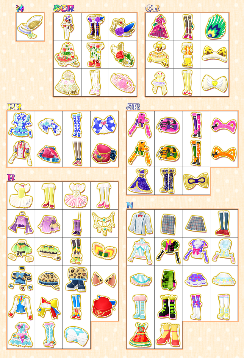 まいにちプリパラ神4弾のリストです。使えそうならどうぞ。 公式の画像