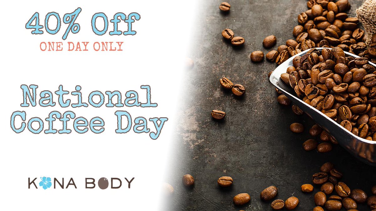 Kona_Body's tweet photo. We've brewed a special offer in celebration of #NationalCoffeeDay use code "COFFEE" for 40% off your order! 

https://t.co/XbNunYb3DC https://t.co/AkHcOR1qFs