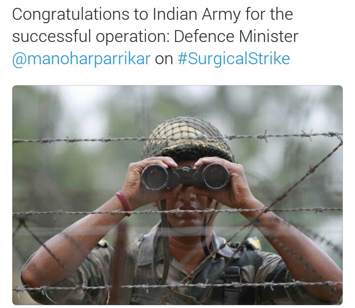 sanikets845's tweet photo. Congratulation to indain army well done. We proud of you army
#SurgicalStrike 
#fightback  #IndianArmy #IndiaStrikesBack #ModiPunishesPak https://t.co/sNmpPGMort