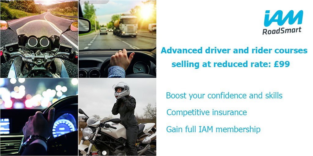 IAMRoadSmart's tweet photo. We're offering our advanced driver &amp; rider courses at reduced rate of £99 to encourage skilled &amp; safer road users. Call 0300 303 1134 &amp; ask! https://t.co/SIU7avtgid