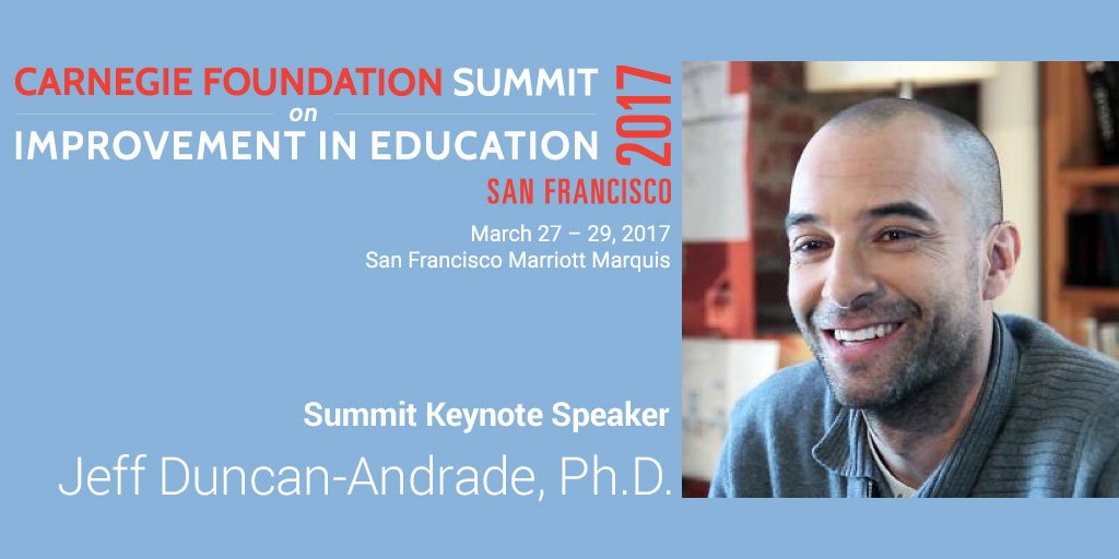 We’re thrilled to announce <a href="/JDuncanAndrade/">Jeff Duncan-Andrade</a> as keynote speaker at the 2017 #carnegiesummit. Will you be there? cfdn.at/1aLGW1F
