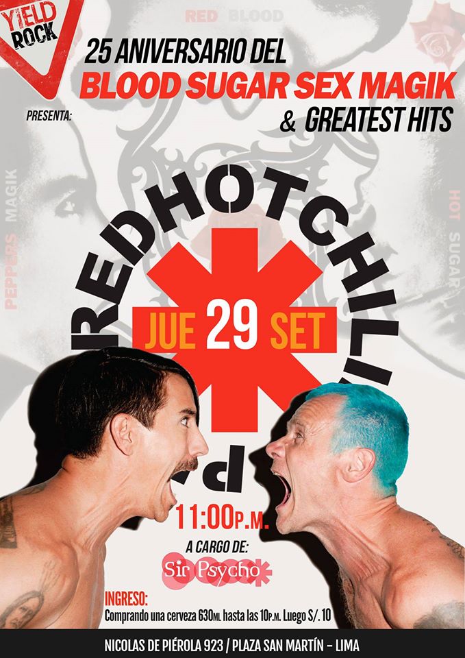 Hoy celebramos los 25 años del " BLOOD SUGAR SEX MAGIK" de Red Hot Chili Peppers. 
#YieldRock #SirPsycho #RedHotChiliPeppers