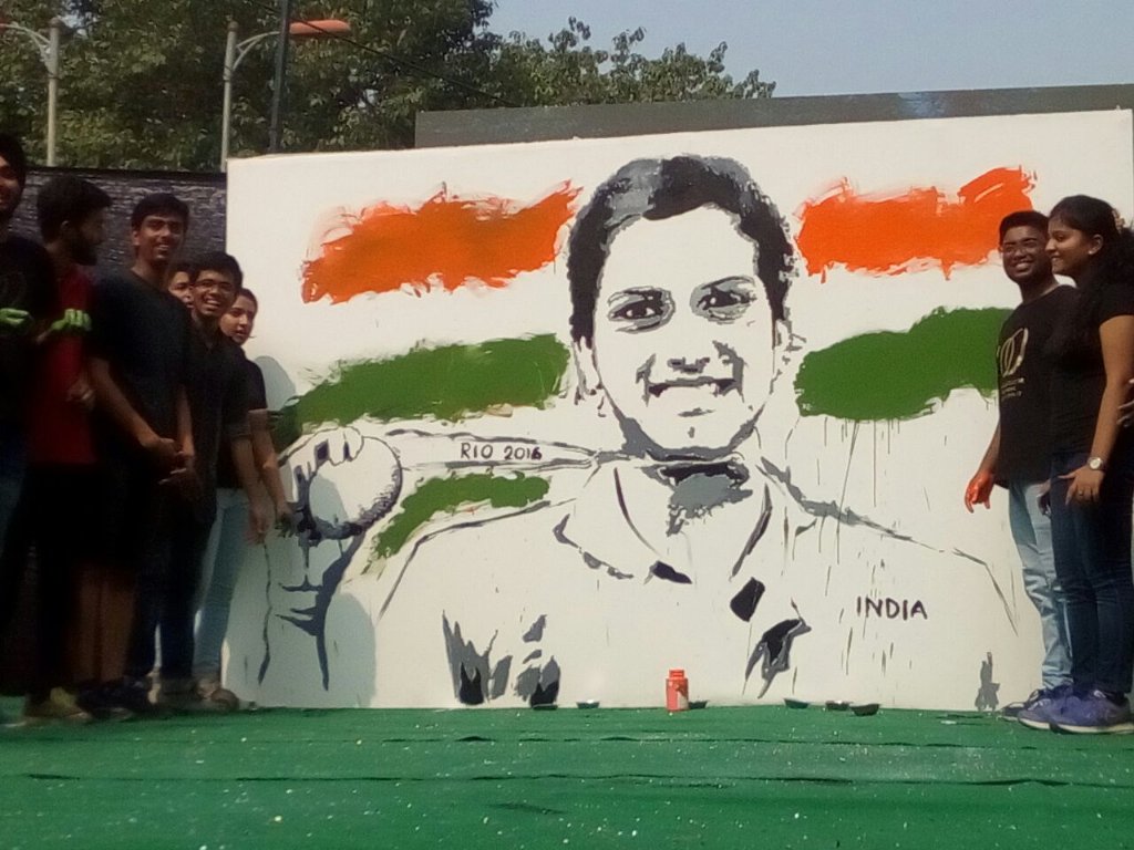 Tribute to our champion <a href="/PVSindhu_/">PV Sindhu  </a>  by RAMJAS artsoc Mélange on ep2 of our open street fitness drive-YOUTHORIA