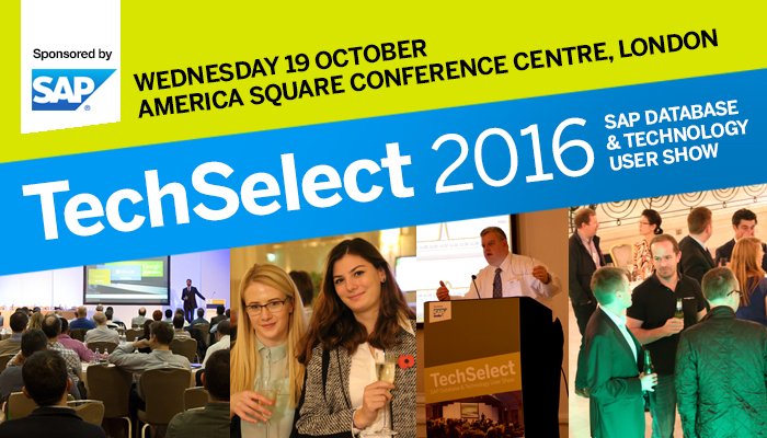 TechSelectSAP's tweet photo. Join Us at #TechSelect2016
Wednesday 19 October, London Download full details here: https://t.co/Nw1ES2O9Ko https://t.co/BwzGuHSvtI