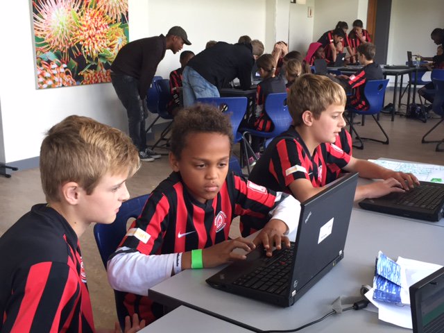 AntoniaSAshton's tweet image. #KickandCode teaching kids life skills both on and off the field in CTown this week. Keeping SA's kids fit in mind and body! @AfricaCodeWeek