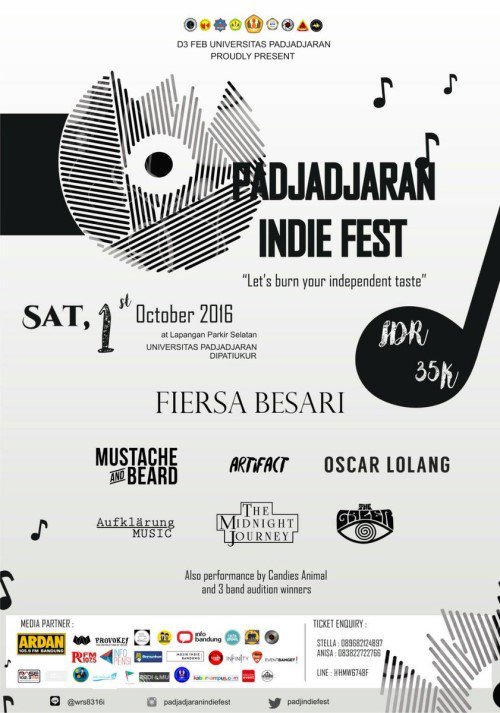 eventbandung_id's tweet photo. Padjadjaran Indie Fest | 1 Oct. 2016 Di Lap. Parkir Selatan Univ. Padjadjaran | Info: 089682124897 @PadjIndieFest https://t.co/rpiSc9PoRG