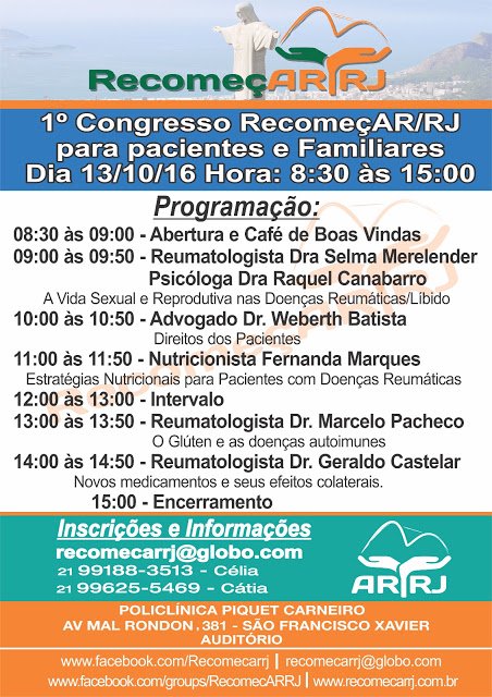 Farmale's tweet photo. 1º Congresso RecomeçAR/RJ https://t.co/C9SzQoVXGN #farmale #farmaleachoureumato #artrites #doençasreumatologicas https://t.co/ZE1Wtl0DVf