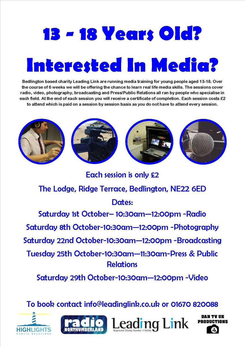 Media training starts this Saturday! Contact us to book now. Each session costs £2. First session is radio!