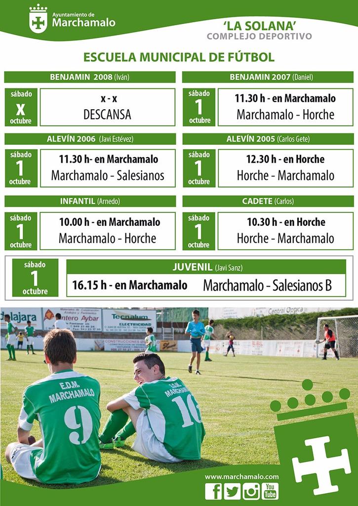 Partidos de este fin de semana de la Escuela de Futbol de <a href="/AytoMarchamalo/">Ayto. Marchamalo</a> <a href="/Marchamalo_DxT/">Marchamalo Deportes</a> 
Buen finde a tod@s