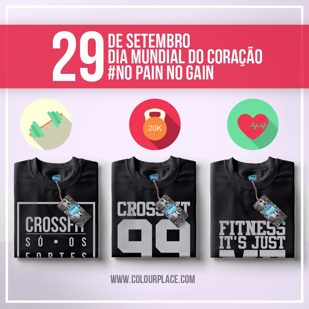 LojaColourplace's tweet photo. Hoje é o Dia Mundial do Coração.#cuidedeseucoracao #fitness #crossfit #fitnesslife #crossfitlife  Acesse www.colourplace e leve sua camiseta https://t.co/mjsdaH8w6M