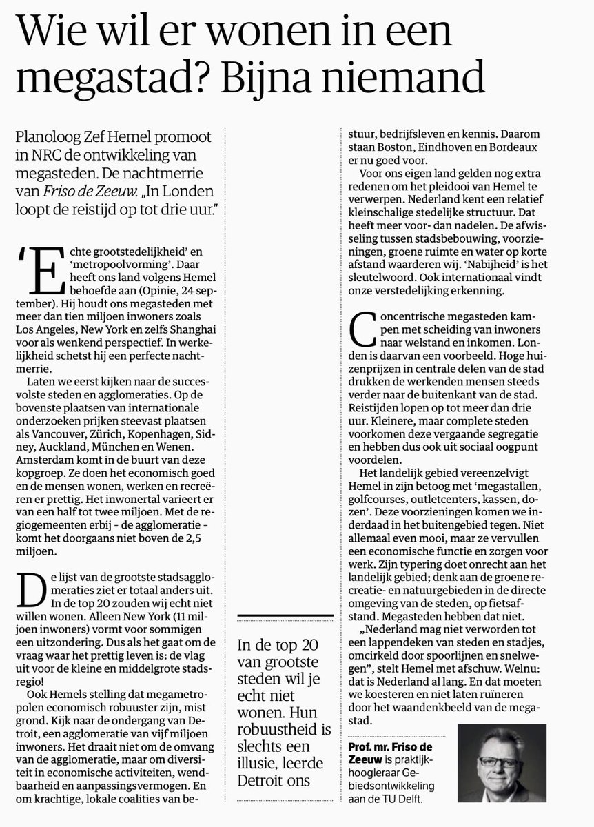 De "woonwijk prof" heeft gelijk: @ZefHemel 's megasteden, niks voor ons: vuil en ongezond. A'dam kan leren van steden als Kopenhagen. <a href="/nrc/">NRC</a>