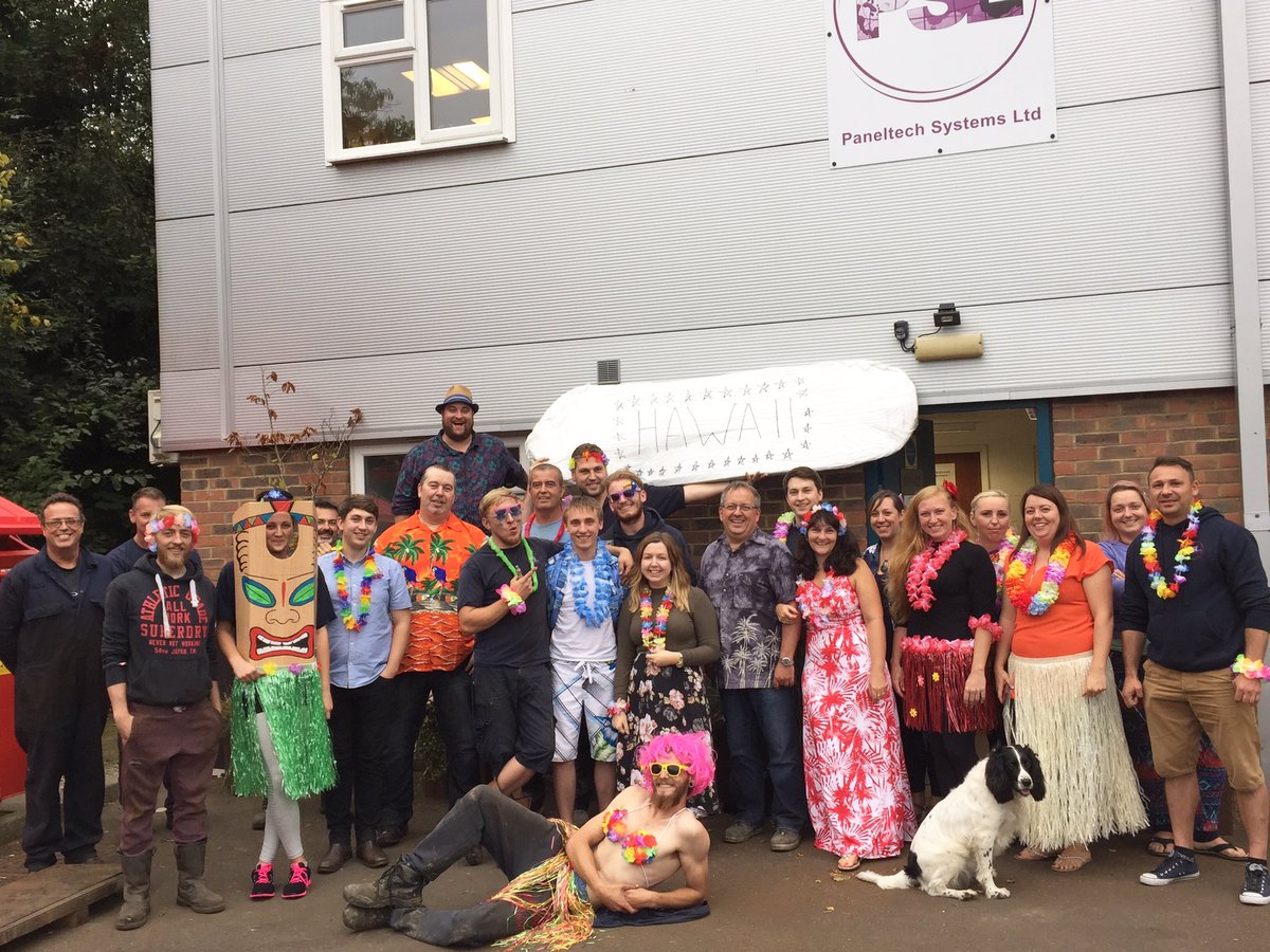 pslcontrols's tweet photo. We had a fun Hawaiian afternoon on Tuesday &amp; raised some money for charity! Doesn't everyone look fab!? #steelfabricators https://t.co/VzDLJf2gTY