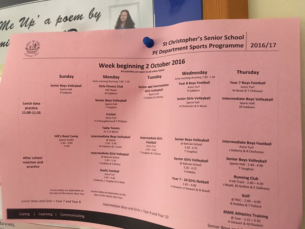 stchrisbh's tweet photo. Sports bulletin for the week beginning the 2nd of October https://t.co/J1sOZS03iq