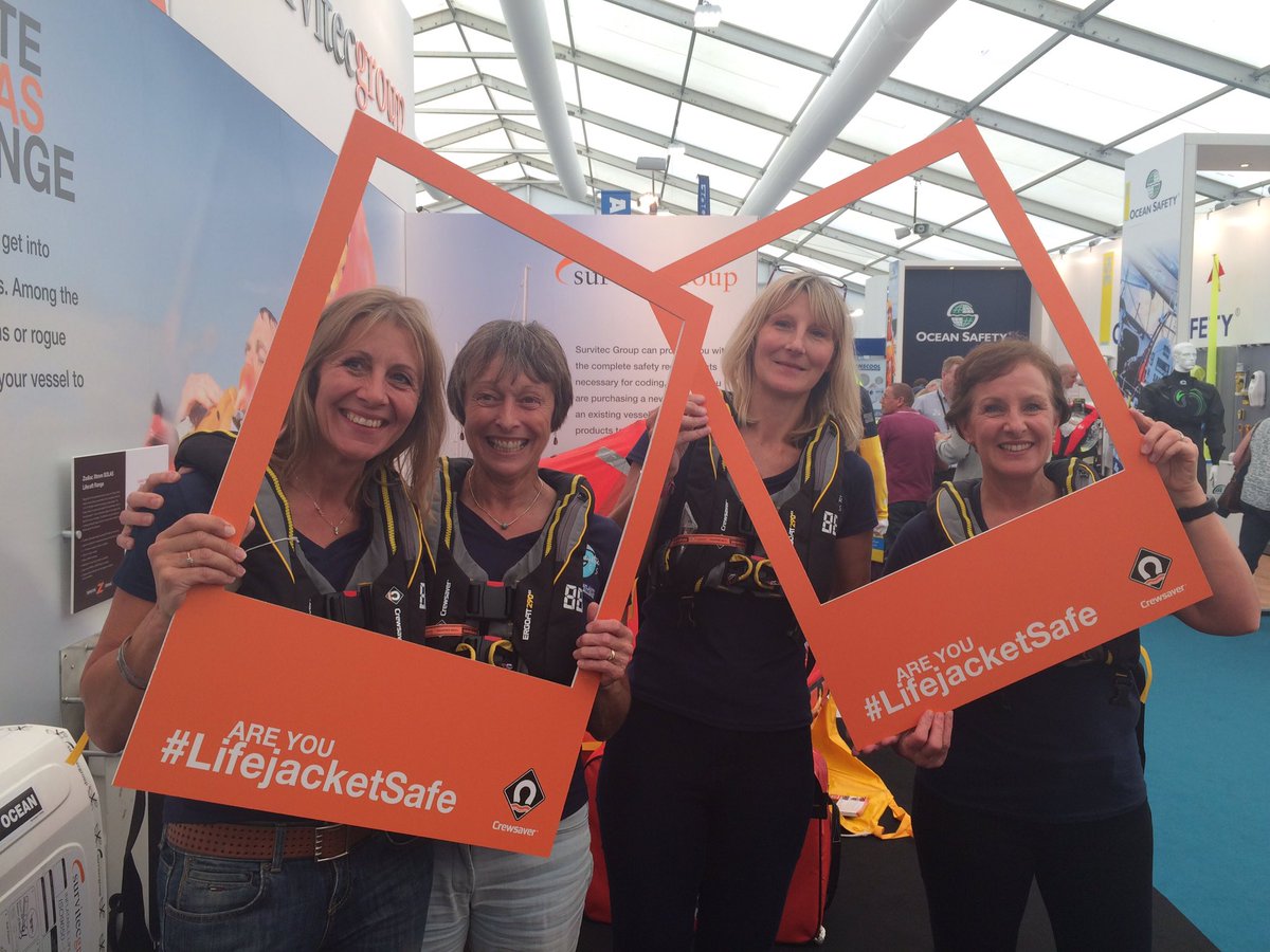 Crewsaver's tweet photo. #TBT #ThrowbackThursday to when the lovely ladies from @atlanticlr2017 visited our stand @SotonBoatShow and were #LifejacketSafe https://t.co/WLznV9RrmO