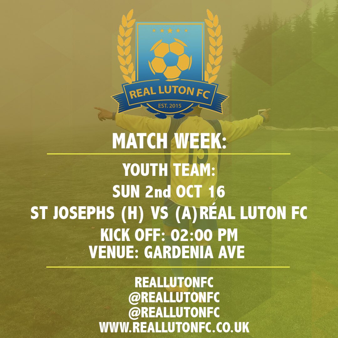 reallutonfc's tweet photo. Youth Team fixture for this weekend! #sundayleaguefootball #reallutonfc #sundayleague #football #fifa https://t.co/1Xa9SuIfxF