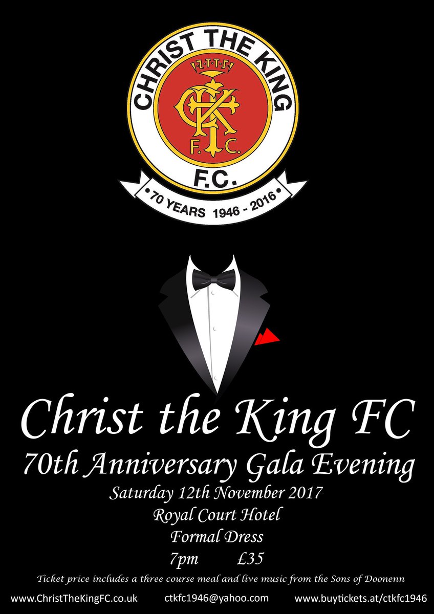 ctkfc1946's tweet photo. Tickets on sale now https://t.co/u6i68JZpY5 #CTKis70 #BlackTie #ClubTie #spreadtheword https://t.co/TSxfjY86cy