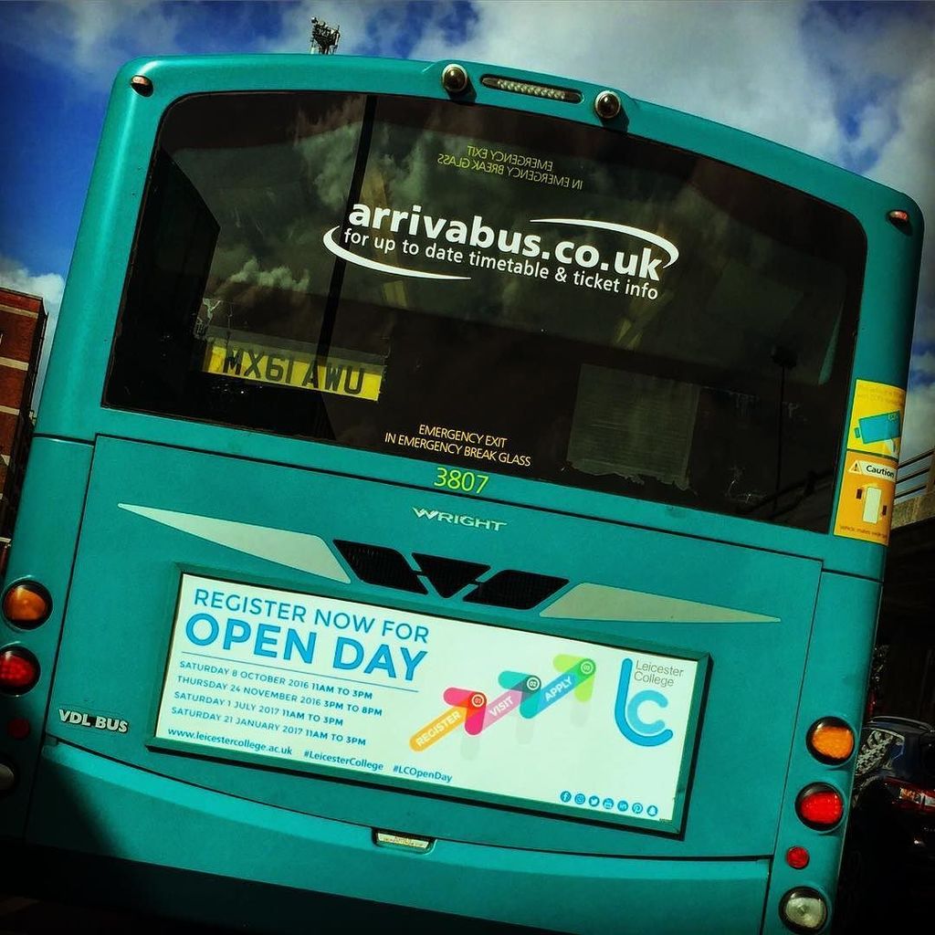 LeicesterColl's tweet photo. Have you spotted #LCOpenDay adverts on the @arrivabusuk1? Register online now at … https://t.co/asJKEXQ06l https://t.co/zigvfyCT9g
