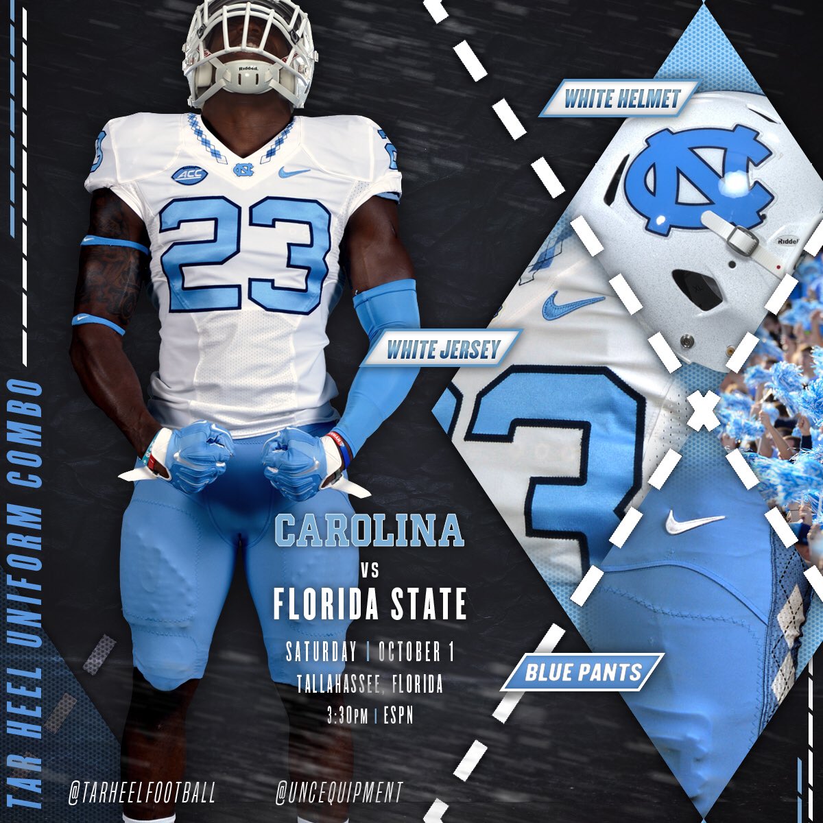 white unc football jersey