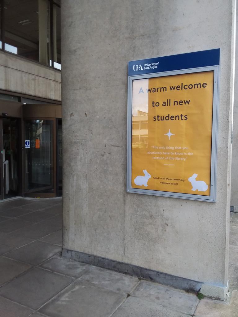 UEA_HUMFY's tweet image. Spotted a lovely warm welcome from @UEALibrary when we visited earlier! #ueafreshers