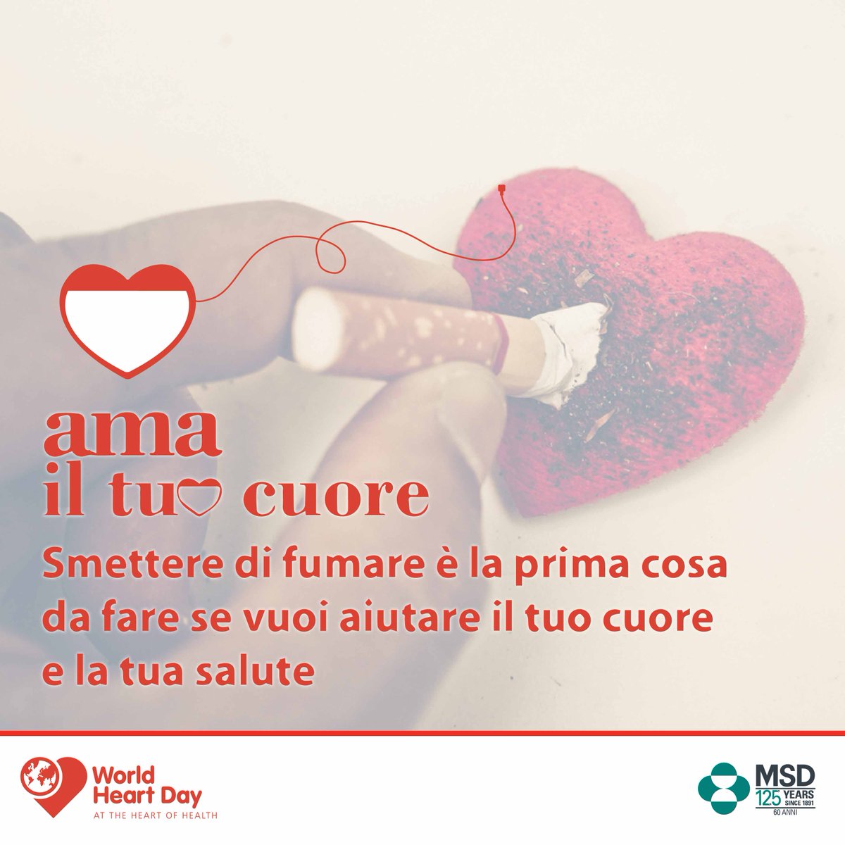 Smettere di fumare è la prima cosa da fare se vuoi aiutare il tuo cuore e la tua salute! #WorldHeartDay #prevenzione