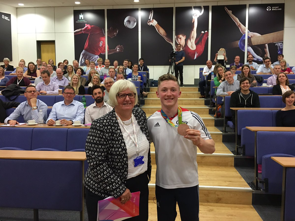 BritGymnastics's tweet photo. .@NileMW with our CEO and staff this morning! A great Q &amp; A! Nile is certainly a great motivational speaker 👍🏻👌🏻🇬🇧 #gymnastics #proud https://t.co/MV0BUPFjET