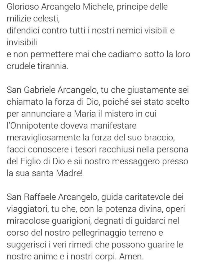 _lovingod's tweet photo. PREGHIERA AI TRE SANTI ARCANGELI MICHELE, GABRIELE E RAFFAELE https://t.co/IC0Ws1WvzG
