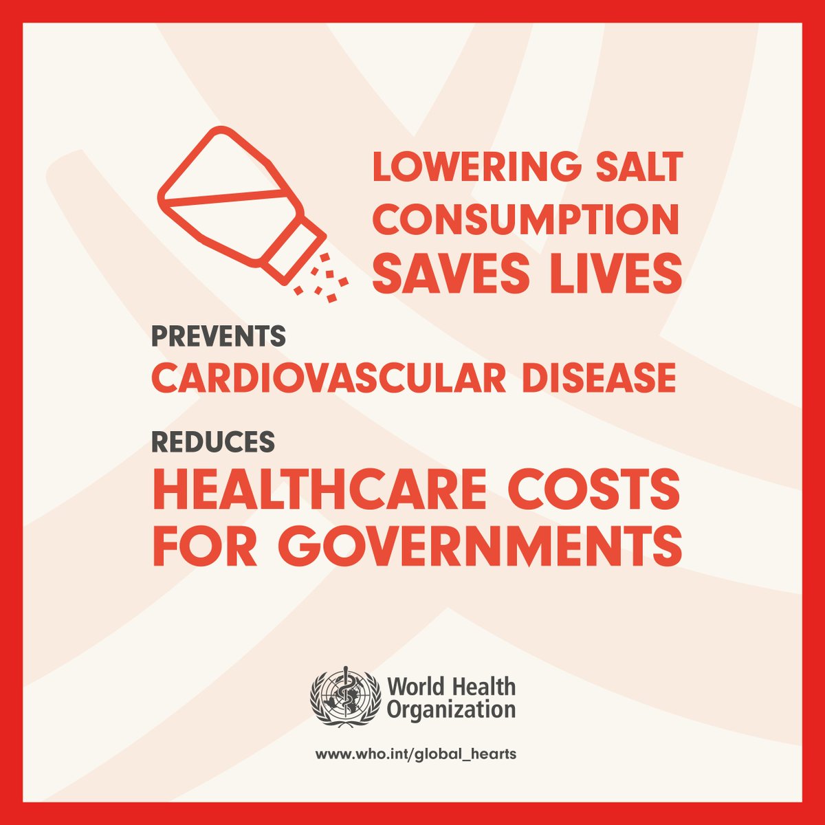 WHO_Europe's tweet photo. Lowering salt consumption prevents cardiovascular disease, reduces health care costs and can save lives #WorldHeartDay #BeatNCDs https://t.co/Wemf44zRhO