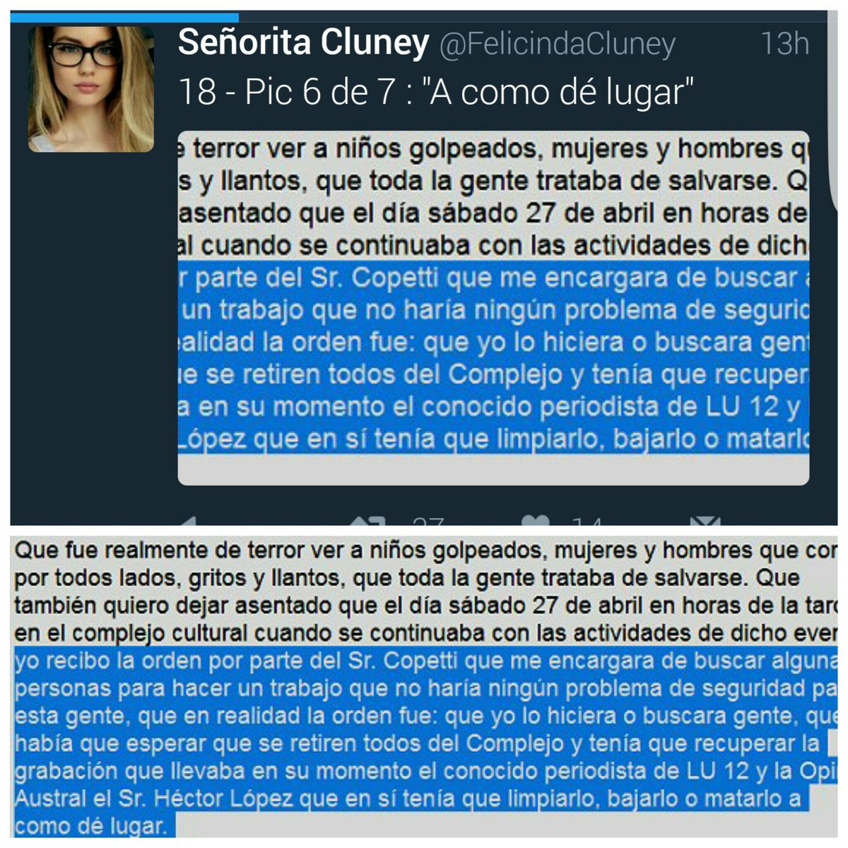 MarucaM10's tweet photo. @FelicindaCluney #ResumenCluney #Copeti Parte II https://t.co/Ubqt335hAa