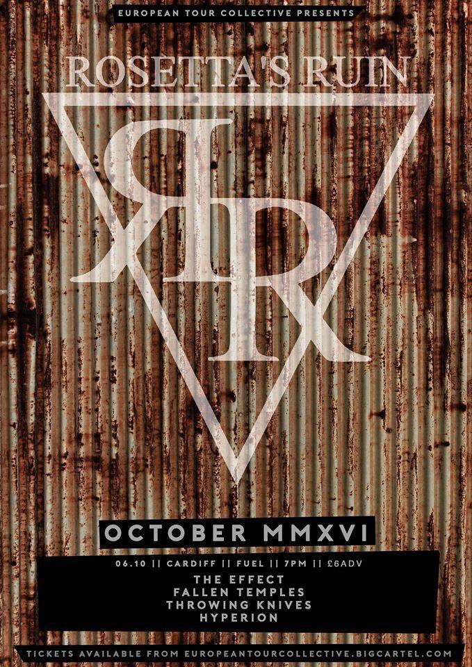 We'll be playing in Cardiff Fuel a week today in support of Rosetta's Ruin on their UK Tour. Get there if you're free and in the area.👊🏻