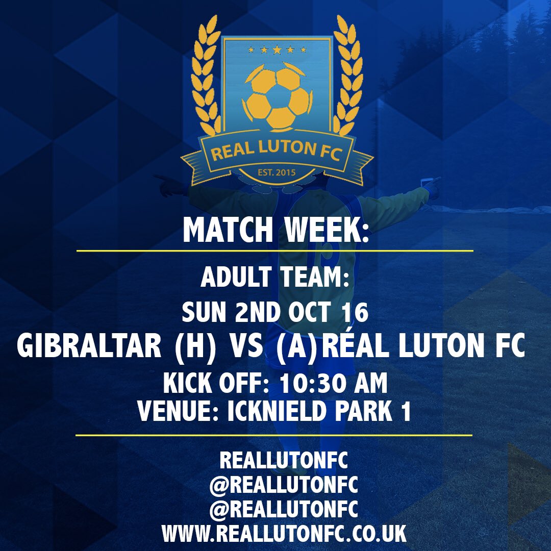 reallutonfc's tweet photo. Adult Team fixture for this weekend! #sundayleaguefootball #reallutonfc #sundayleague #football #fifa https://t.co/FrLgz0EQLw