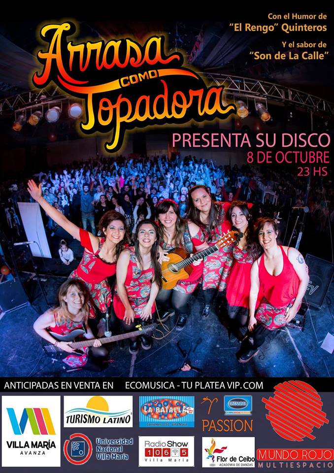 EcomusicaVM's tweet photo. En Octubre se viene la presentación del 1er disco de @Arrasavm. No te lo pierdas!!! #ArrasaComoTopadora #VillaMaria @MundoRojoME.. https://t.co/2Z3ptxABA9