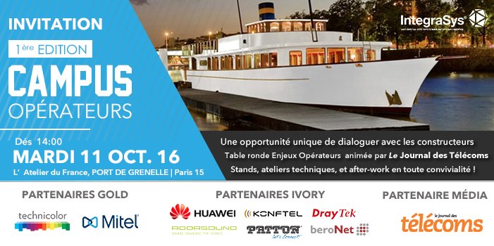 IntegraSys_'s tweet image. Technicolor Mitel Huawei Patton Beronet Draytek Konftel et @journaltelecoms .Tous présents et motivés, RDV le 11 oct lc.cx/oinr