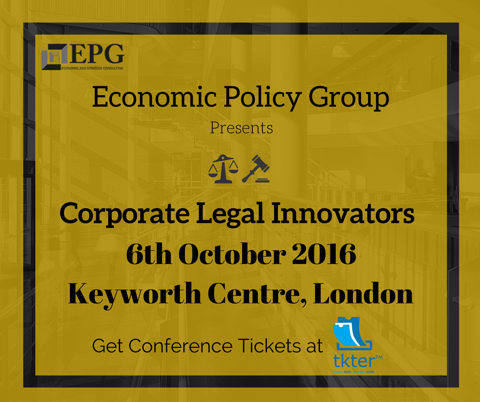 Tktertm's tweet photo. @epg_london is organizing Corporate Legal Innovators 2016
, #Conference on the 6th October 2016.Get your tickets at https://t.co/GwDWWvDyQe https://t.co/rwQycA13sP