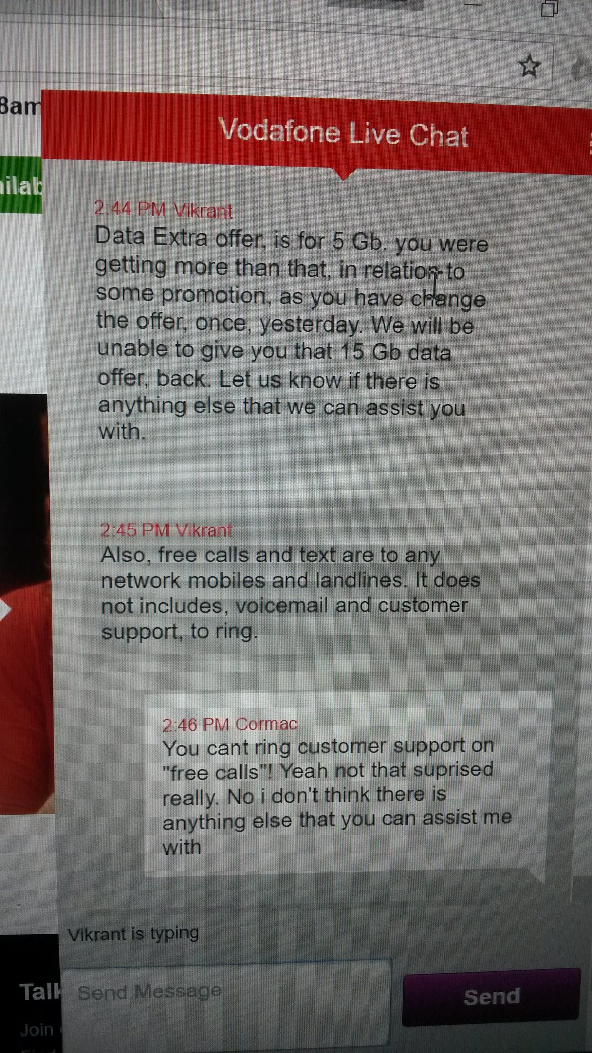 Live chat vodafone Help with