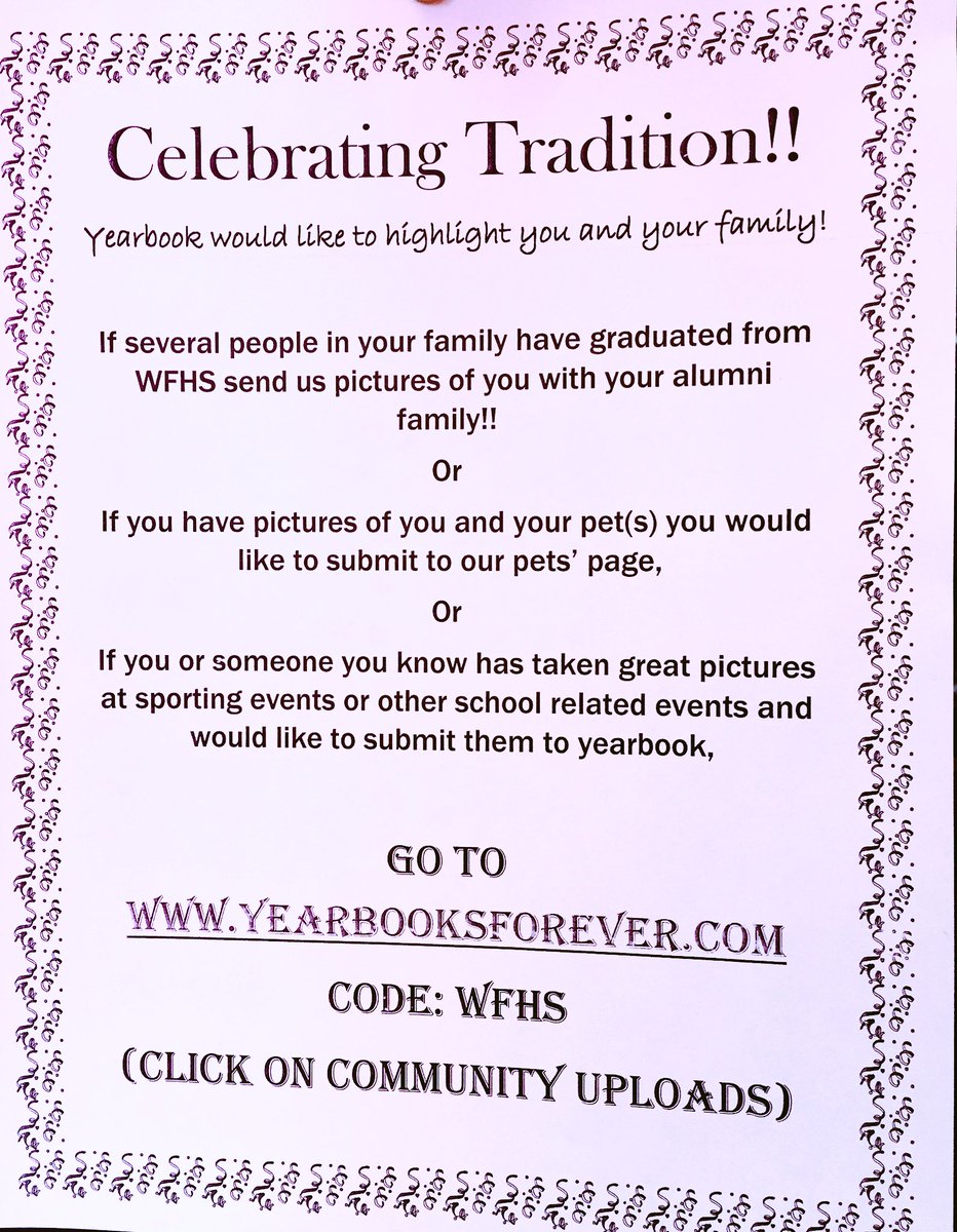 yearbooksforever.com
code:WFHS