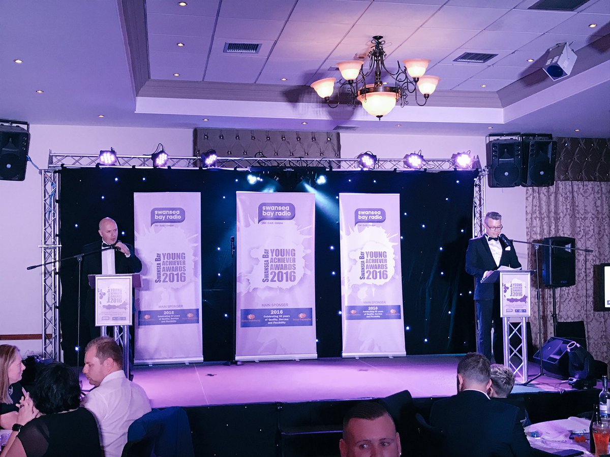 SwanseaBayRadio's tweet photo. Here we go! @MrLeeJukes and @markpowellradio kicking off tonight's #SBYA16 https://t.co/cf6nBSEAqo