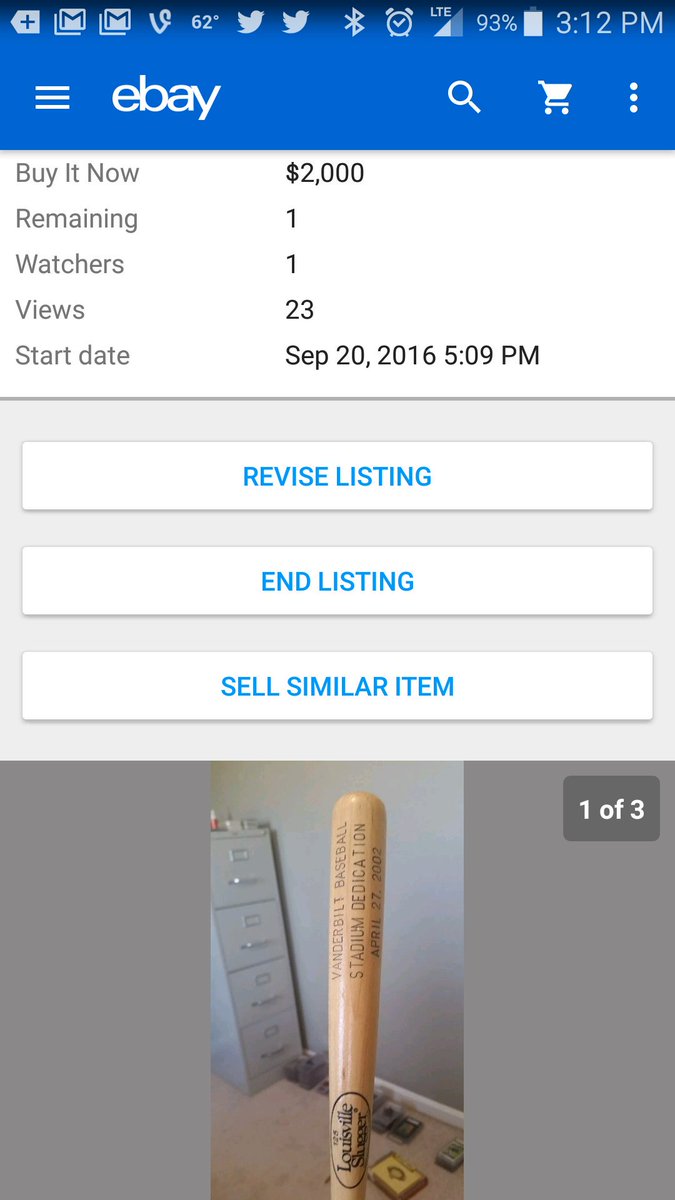 #Vandy Nation: I listed my bat from the Hawkins Field dedication in '02 for $2K. Exorbitant, yes; but someone's watching/interested BUY NOW!