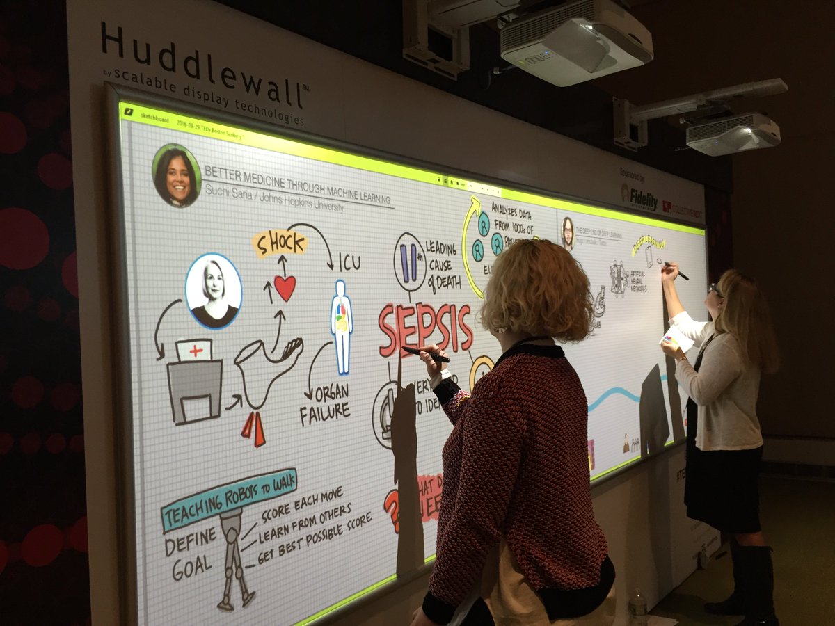 collectivenext's tweet photo. Larger than life scribing on the @ScalableDisplay @Huddlewall at #TEDxBoston2016! https://t.co/oPbNQ8rRL6