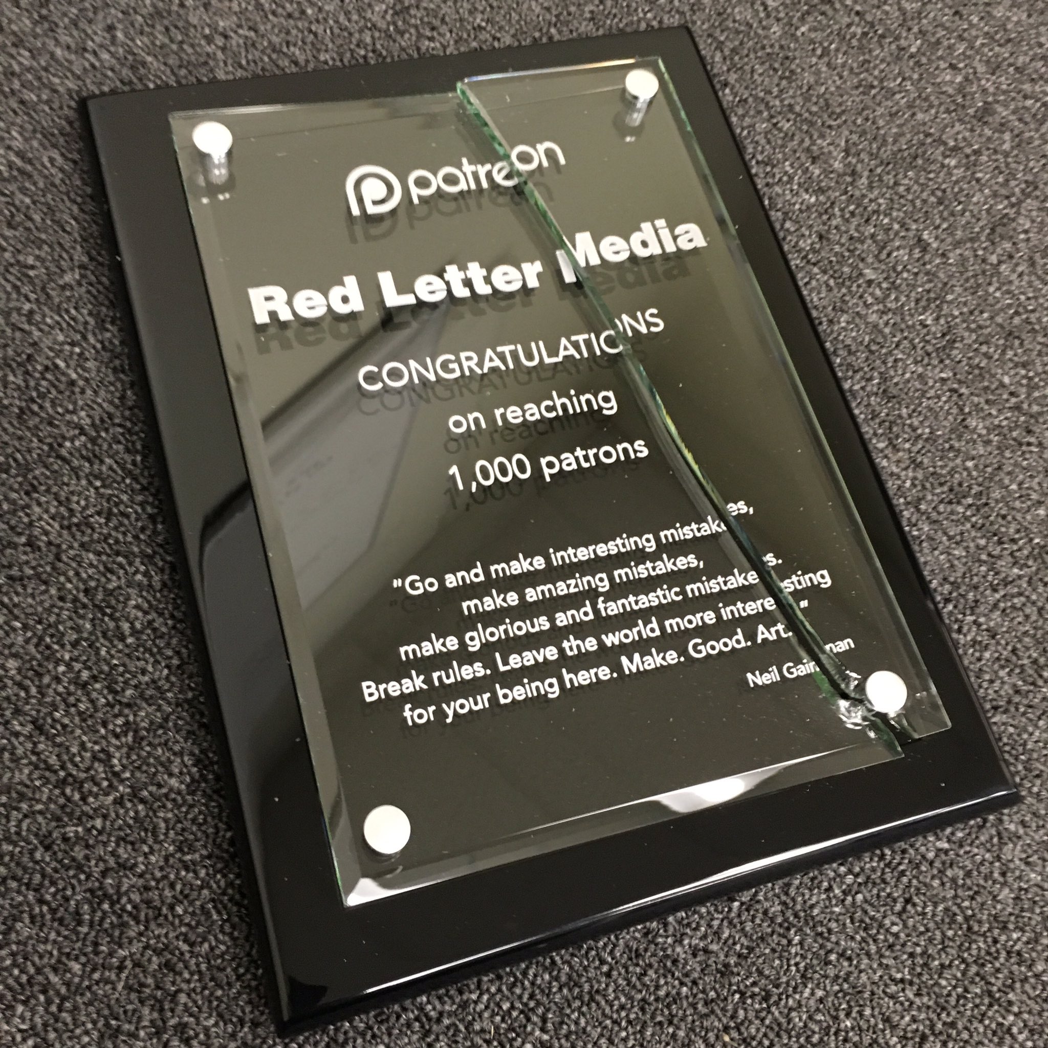 Media on Twitter: "Thank you @Patreon for sending us this very nice plaque. And a very special thanks to the US postal for getting to us. https://t.co/FGIM6pBE57" /