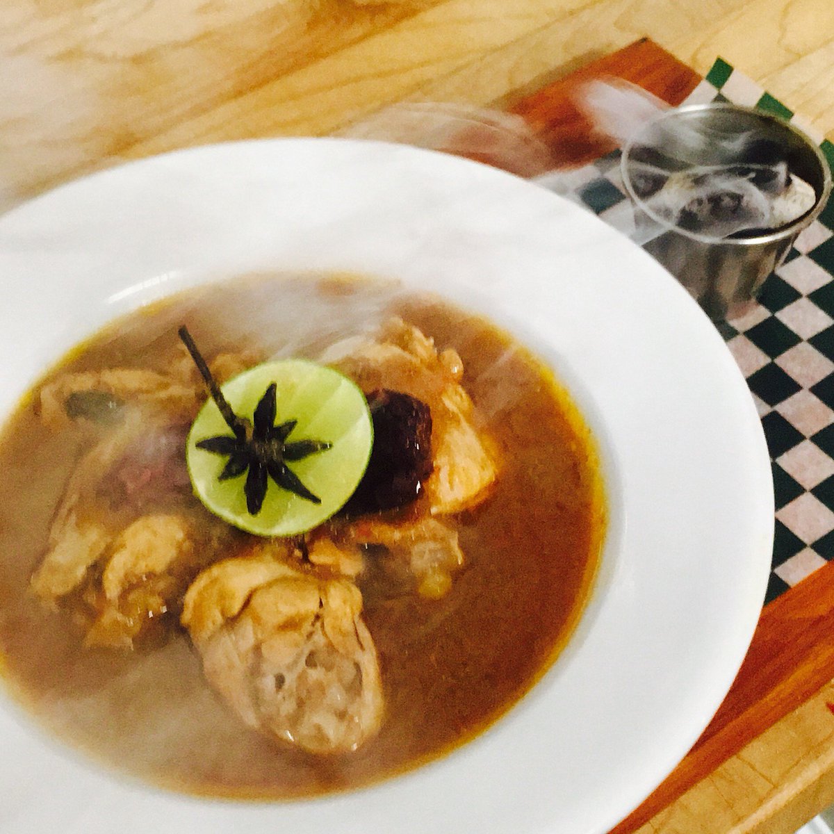 MMMM CURRY THURSDAY: Bone in Chicken curry with a little smoke. Tonight’s dinner special.