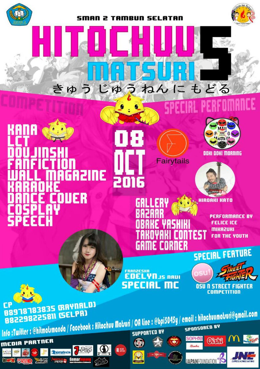 japanfest1's tweet photo. #EventBKS Hitochuu Matsuri 5 I 8 okt 2016 I at sma n 2 tambun selatan I htm 20k I cp:08978783835 @hitmatsmanda https://t.co/iJysgFzGT2