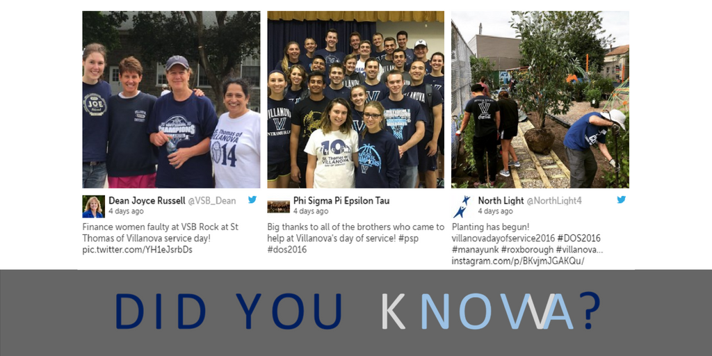 VillanovaU's tweet photo. #DidYouNova?
At how many locations in greater Philadelphia did Villanovans perform service during @STVDayofService #DOS2016? Answer at 4p! https://t.co/JjHJWDo4Oj