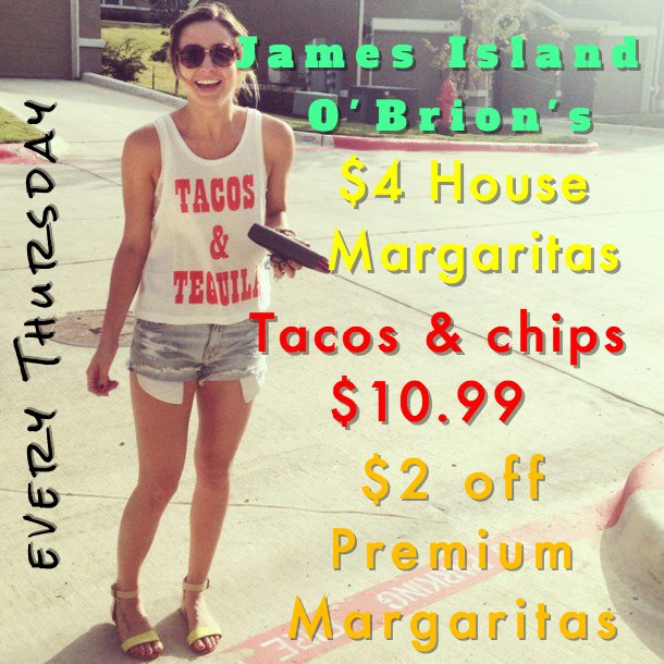 ObrionsPub's tweet photo. Happy Thursday! Serving traditional #tacos and #tequila specials all day! https://t.co/rUME57ERNo #jamesisland https://t.co/GiaAnXG2cD