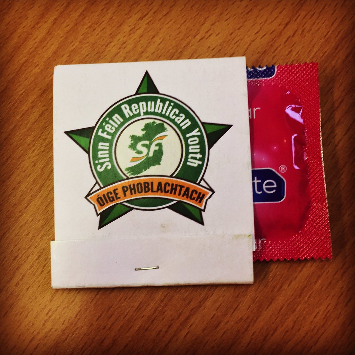 IrishUnity's tweet photo. Sinn Féin condoms available at Freshers Fayres across Ireland. 🇮🇪👏

"Our day will..." https://t.co/tKwYCqDoxV