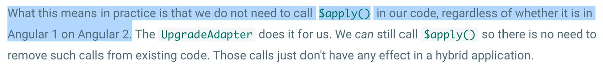 _davideast's tweet image. The best part about ngUprade? Forget about $scope.$apply() for good, even in your Angular 1.x code.
angular.io/docs/ts/latest…