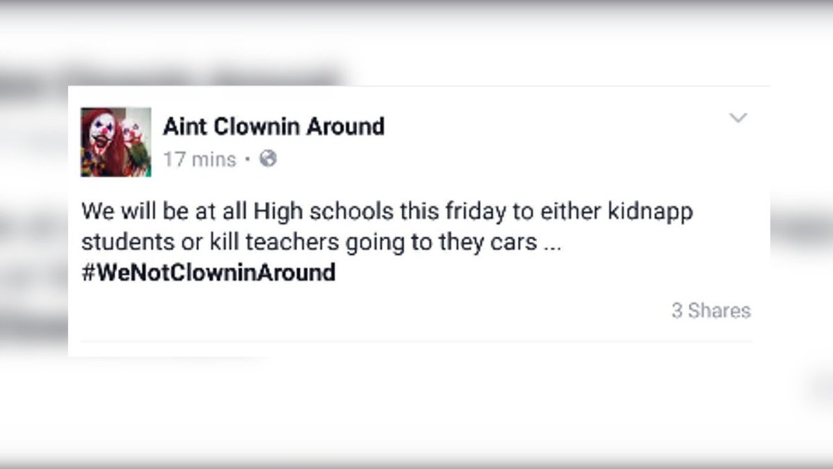 'Scary clown' threat targets SJSD schools: bit.ly/2cElOAA #KQ2