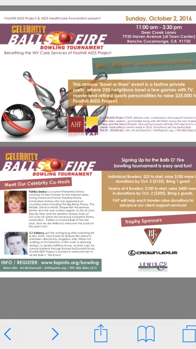 CJValleroy's tweet photo. This Sunday come bowl to help a great charity! 125. For 2 bowlers includes lunch, bowling and having a great time!#foothillaidsproject https://t.co/FD1ippniTE
