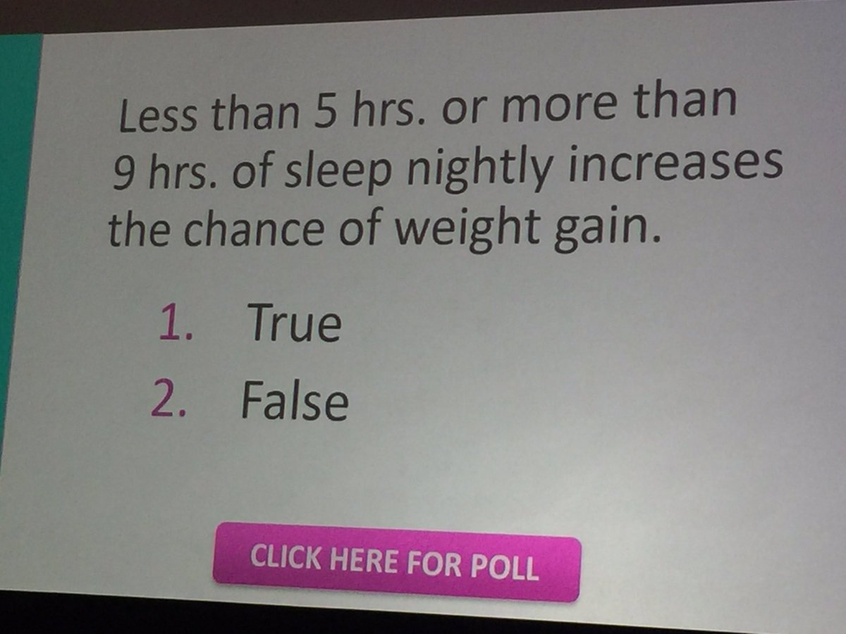 vickyatASH's tweet photo. It's true, poor sleep can increase the chance of weight gain. Dr Osmick comments during her "Benefits of Sleep" presentation at #BFE16 https://t.co/iphTsPWau8