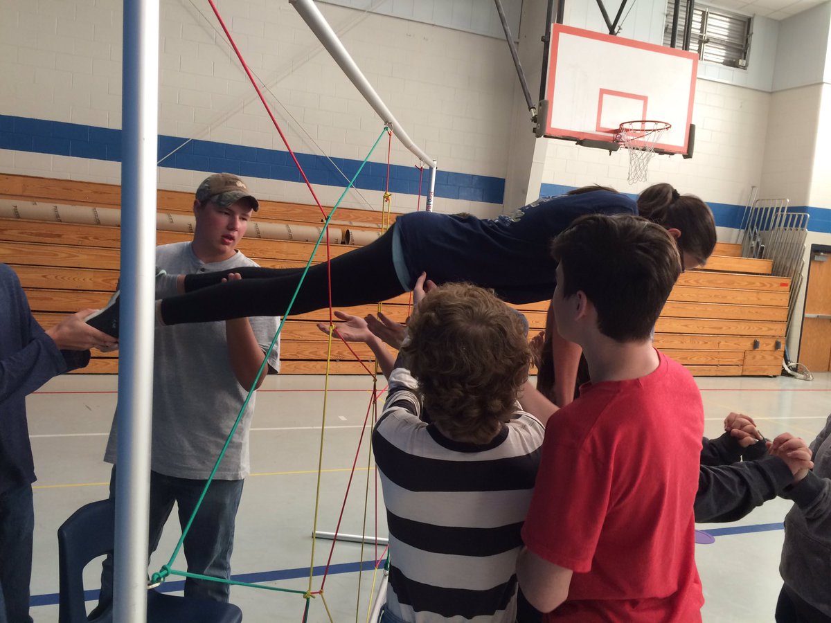 debadventurepe's tweet photo. Teamwork perfection today during final event Project Adventure Spider Web #RNTHS #ProjectAdventure https://t.co/mrf8UIbGQp